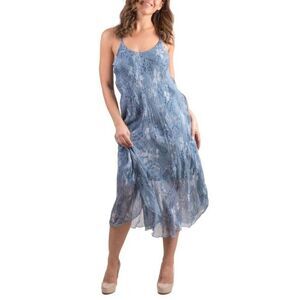 Gigi Moda ONE SIZE Giardino Miele Blue Midi Dress Floral Fairy Garden NEW